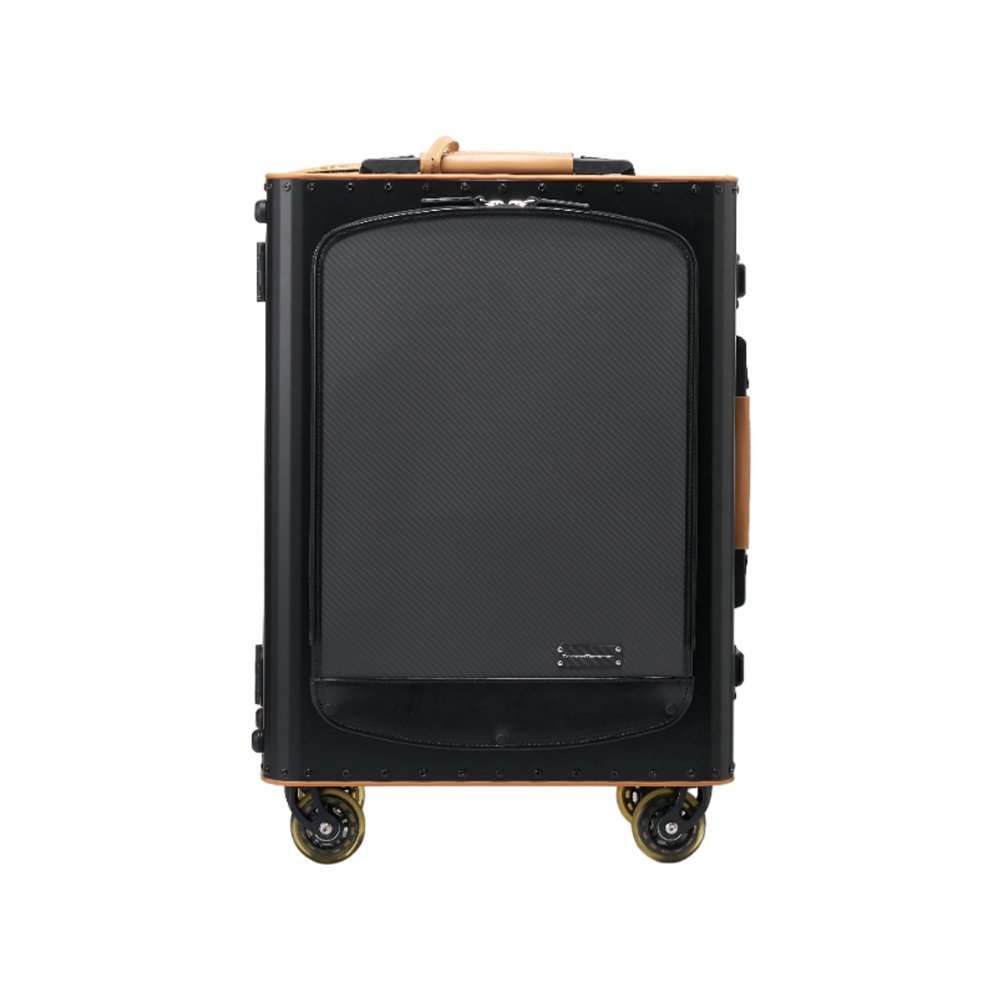 Tecknomonster Kronos Pocket 21吋鈦金登機箱 (黑+焦糖棕)