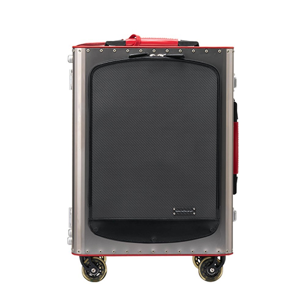 Tecknomonster Kronos Pocket 21吋鈦金登機箱 (銀+紅色)