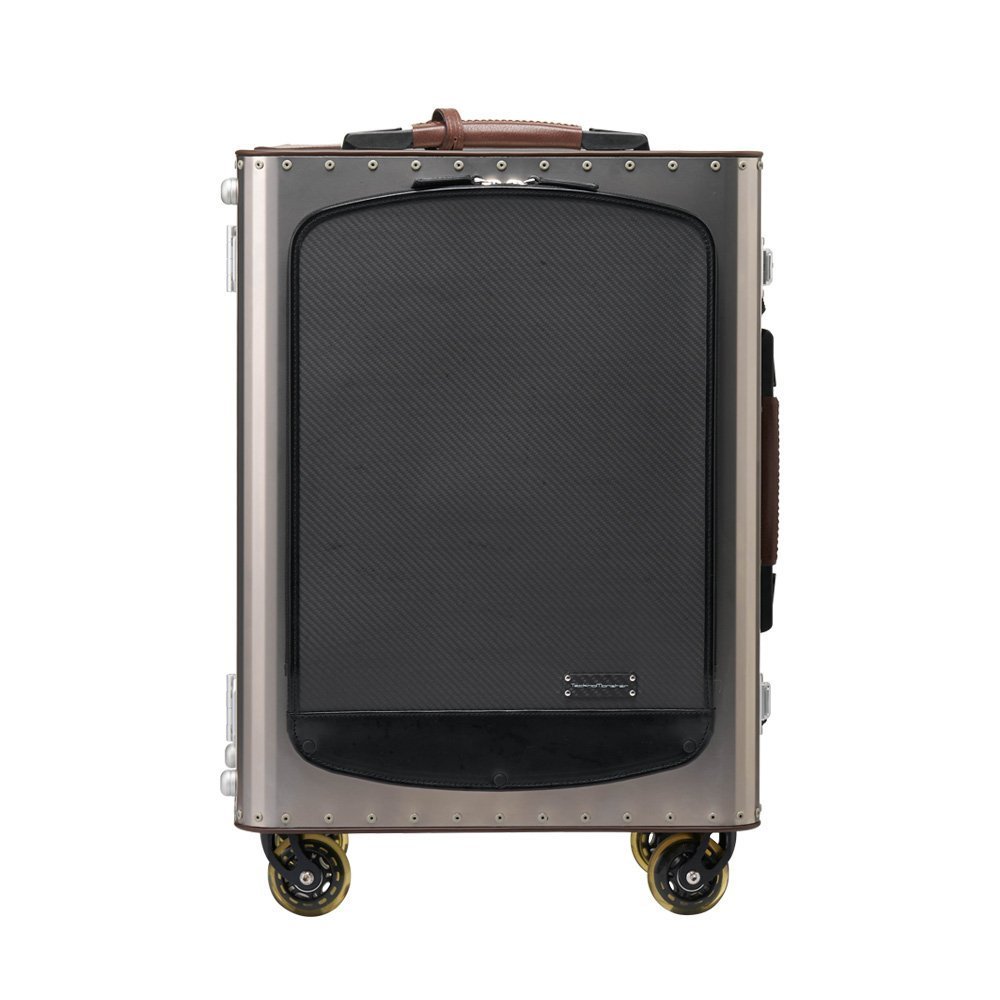 Tecknomonster Kronos Pocket 21吋鈦金登機箱 (銀+咖啡)