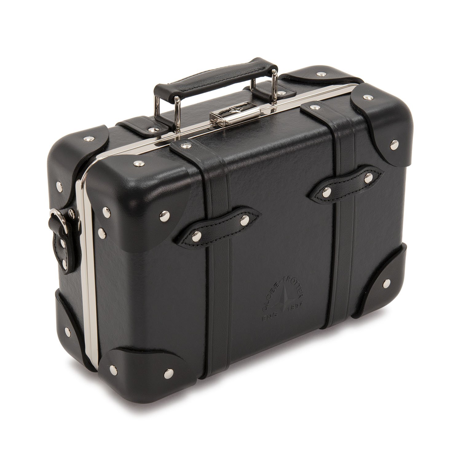 Globe-Trotter Centenary Micro Case 手提肩背包(黑/黑/銀)