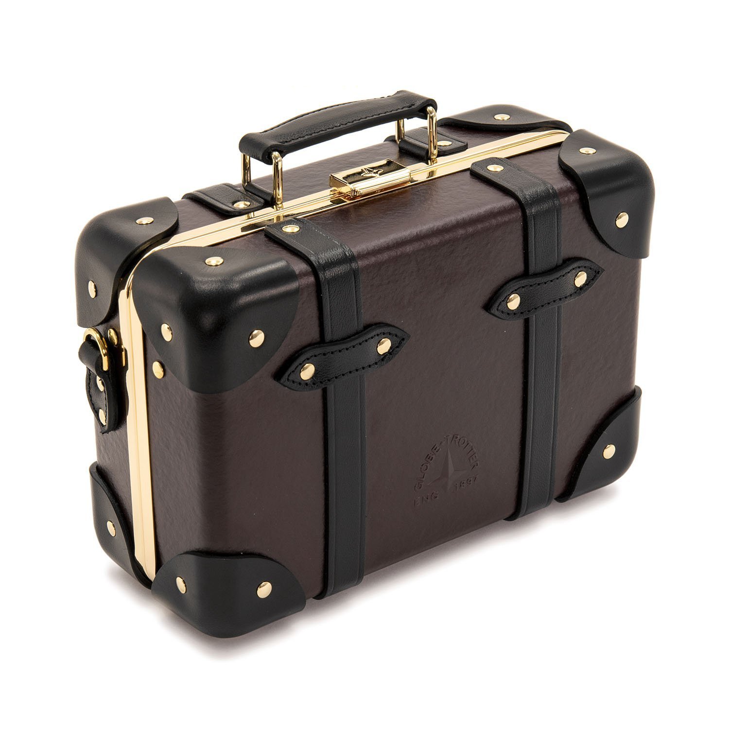 Globe-Trotter Centenary Micro Case 手提肩背包(酒紅/黑/金)