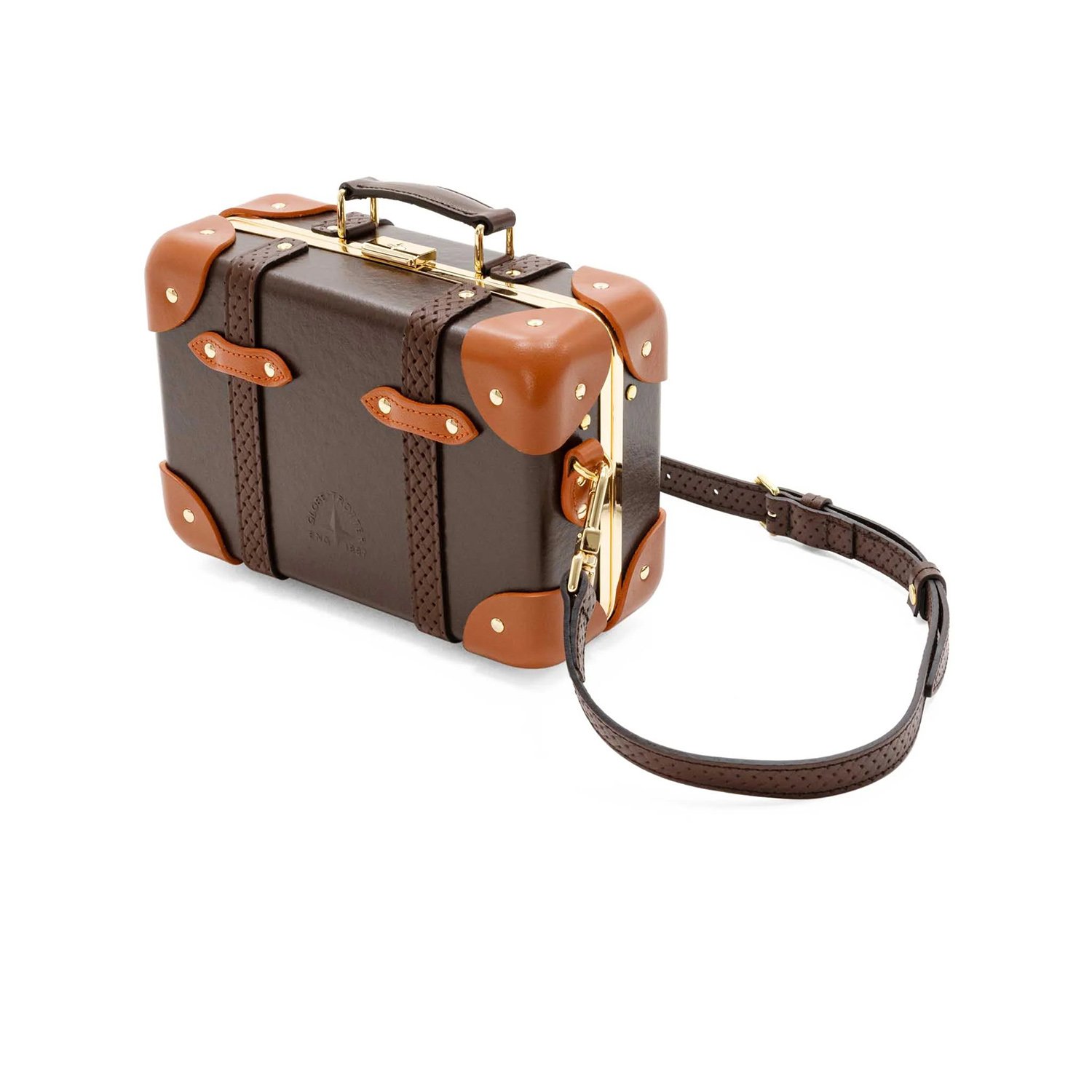 Globe-Trotter Cotswolds Micro Case 手提肩背包(咖啡/橘/金)