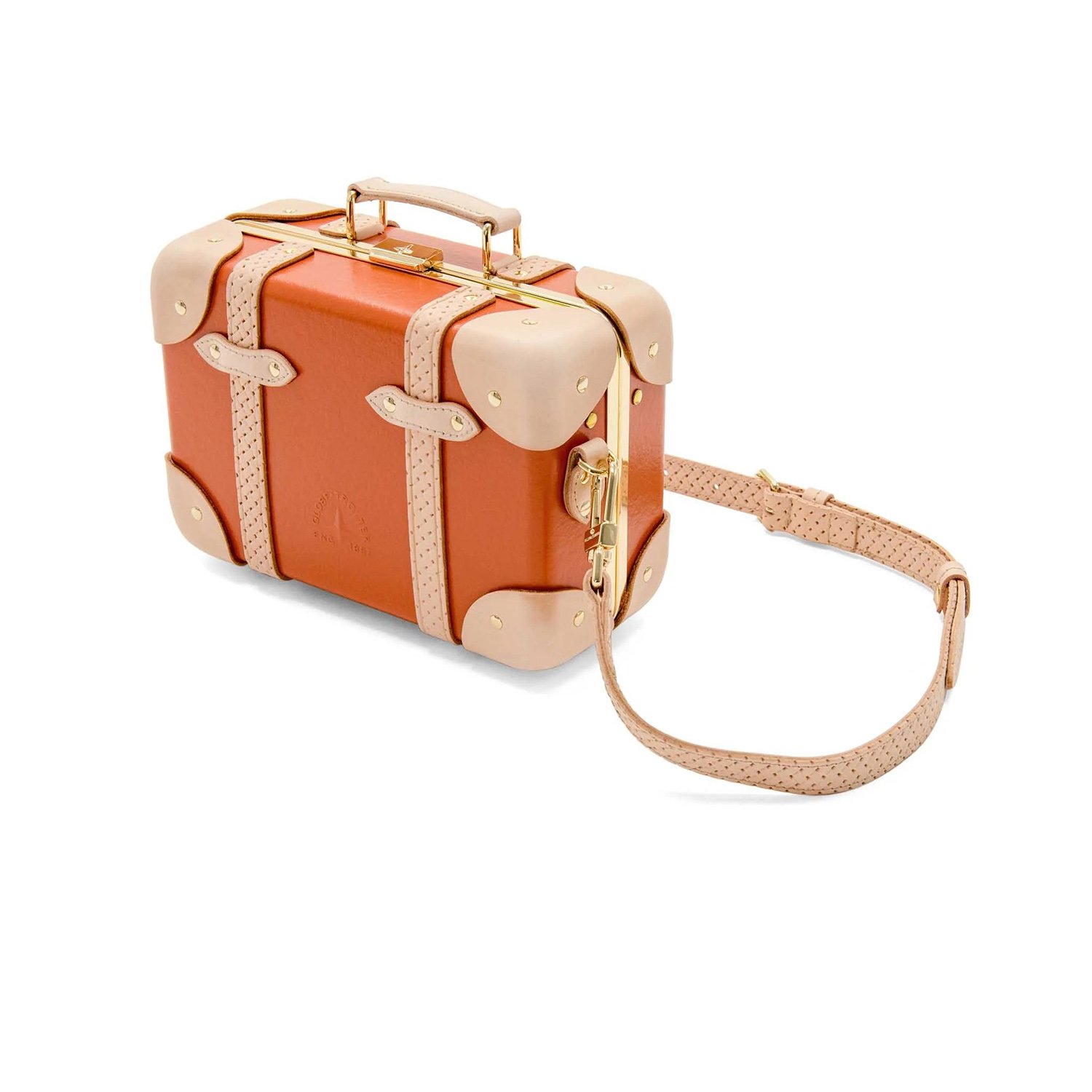 Globe-Trotter Cotswolds Micro Case 手提肩背包(橘/原色/金)